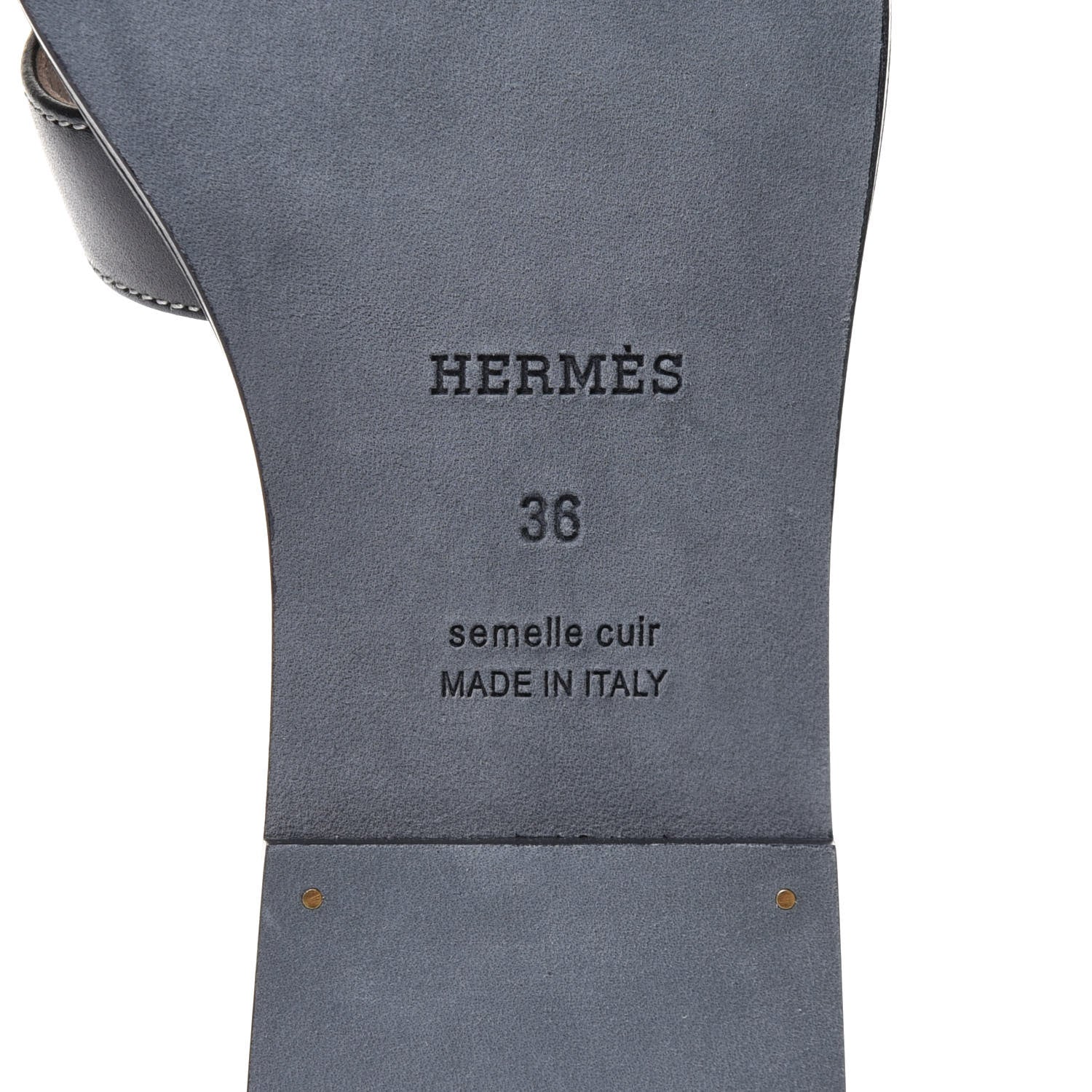 Hermes Box Calfskin Oran Sandals 36 Black 6 of 9