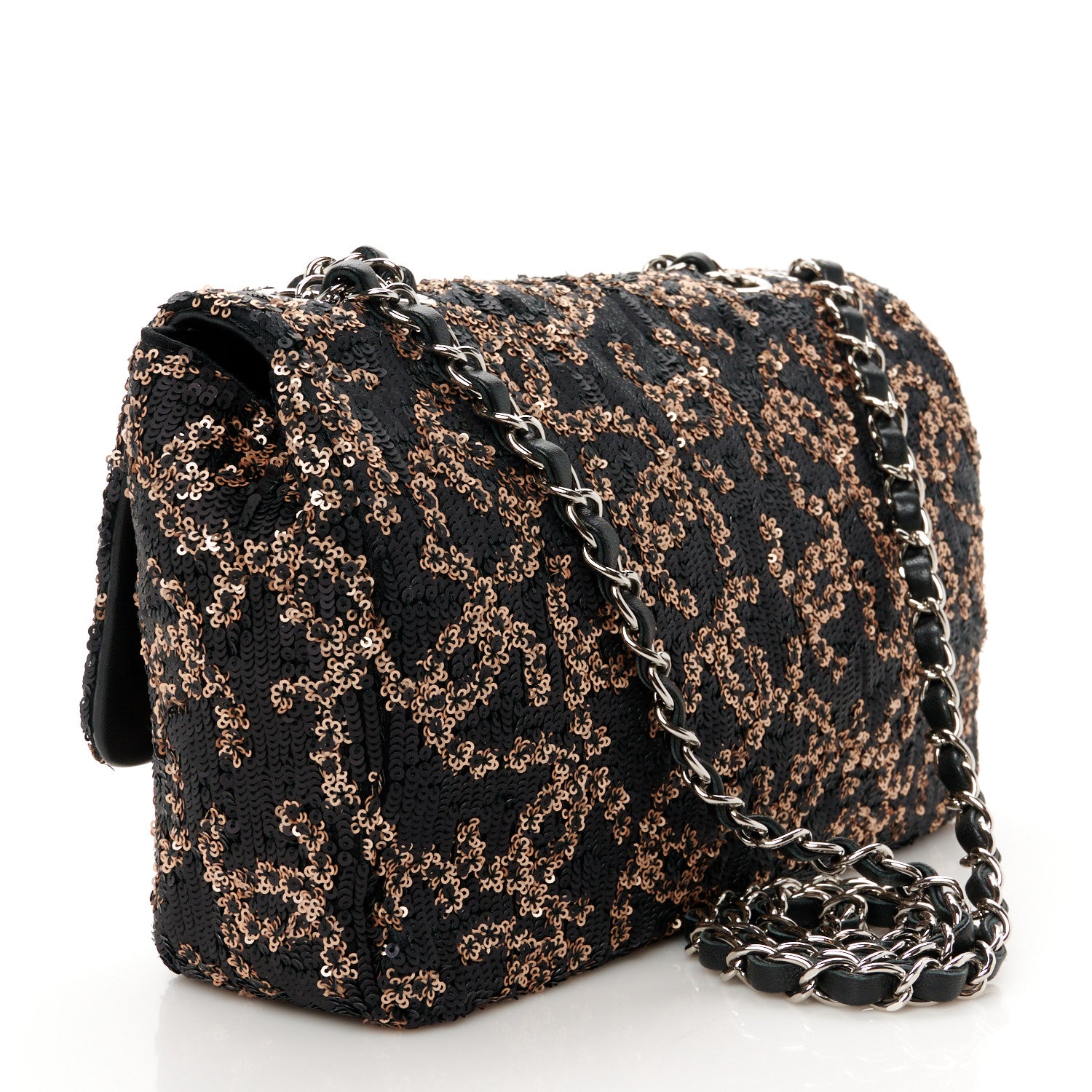 Chanel Sequin Medium Single Flap Black Gold 3 of 11