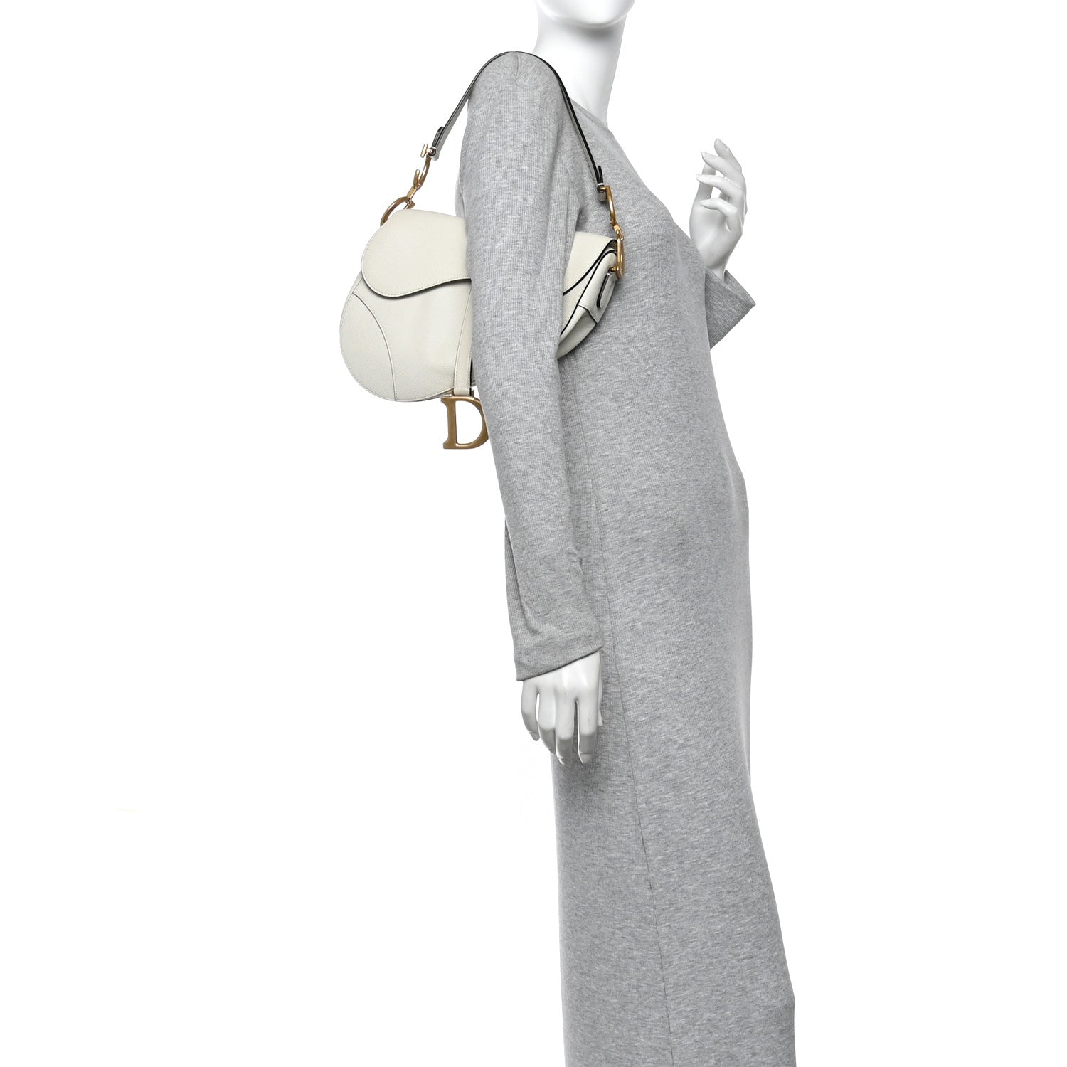 Christian Dior Grained Calfskin Saddle Bag White 2 of 10