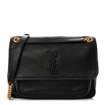 Saint Laurent Lambskin Matelasse Monogram Medium Niki Chain Satchel Black 1 of 9