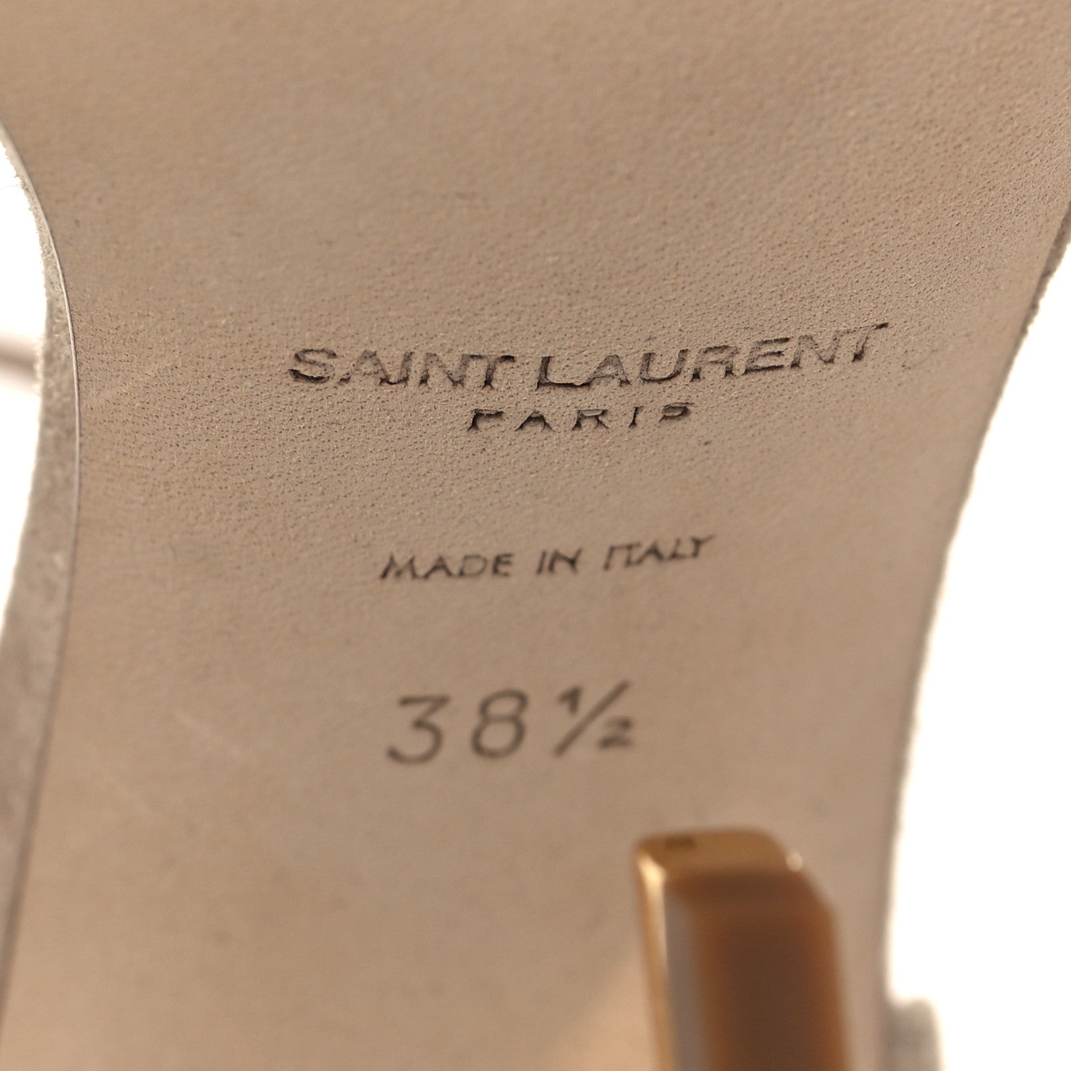 Saint Laurent Suede Calfskin Opyum 110 Sandals 38.5 Cachemere Pale Gold 7 of 11