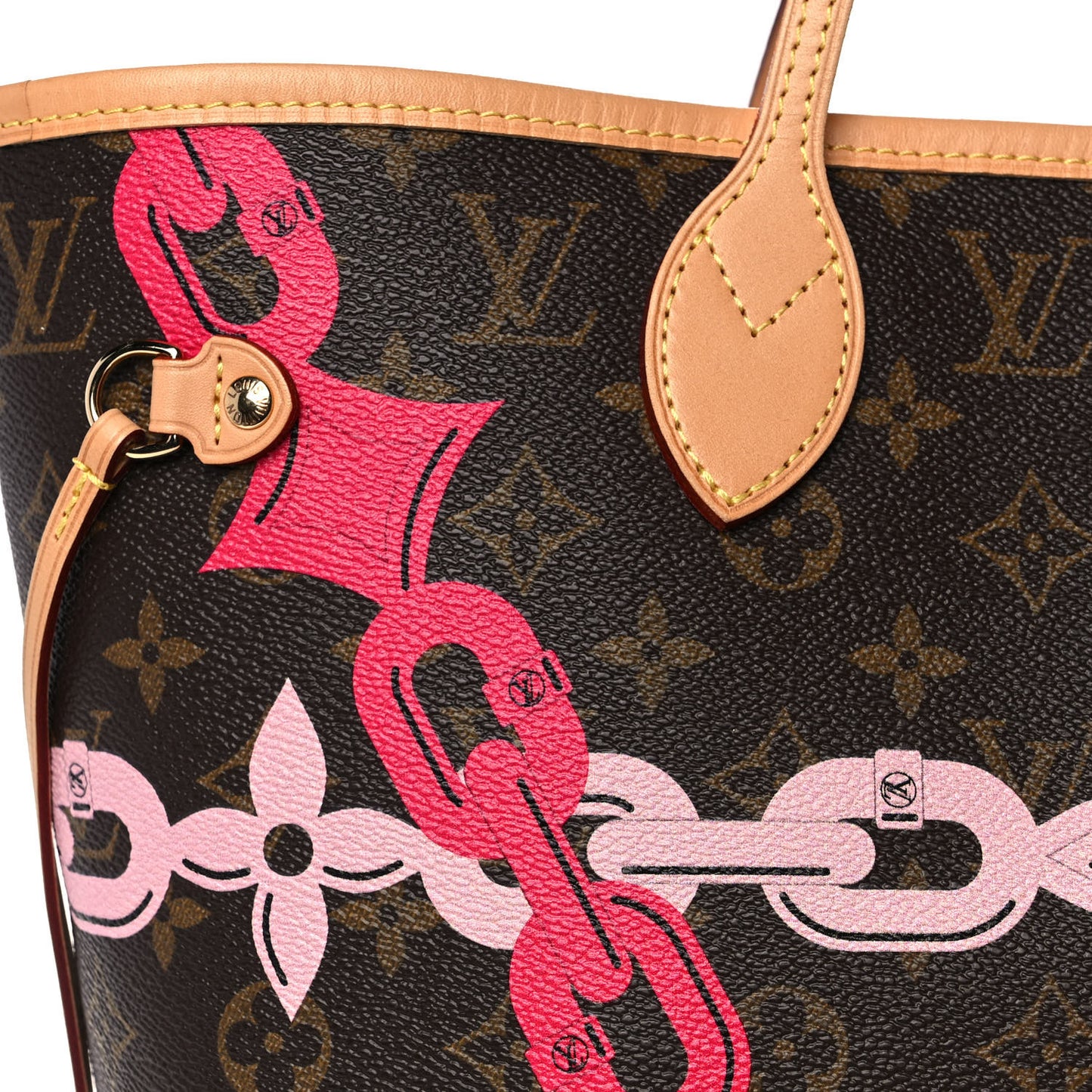 Monogram Bay Neverfull MM Rose Ballerine Poppy