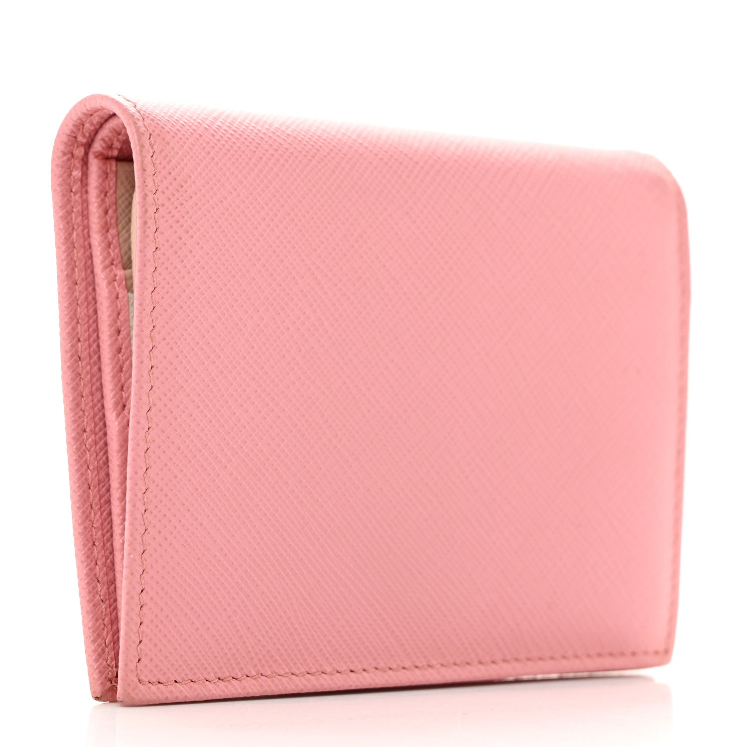 Prada Saffiano Metal Compact Snap Bi-Fold Wallet Peonia 3 of 10