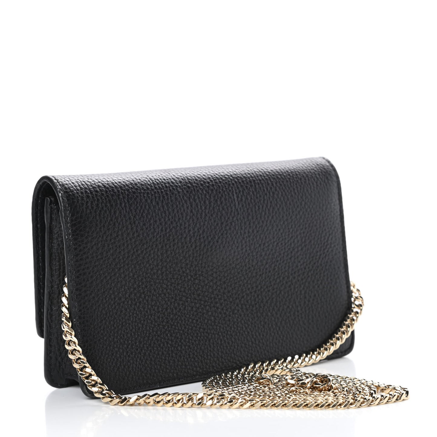Grained Calfskin Palazzo Chain Evening Bag Black