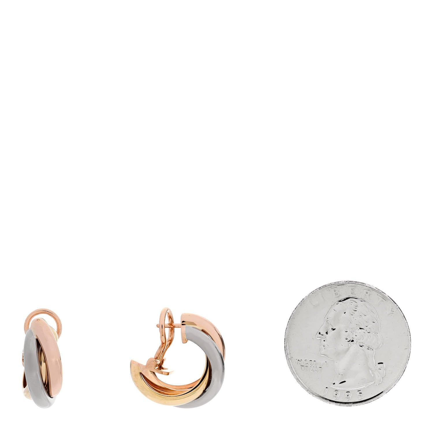 Cartier 18K Pink Yellow White Gold Small Trinity Earrings 2 of 7
