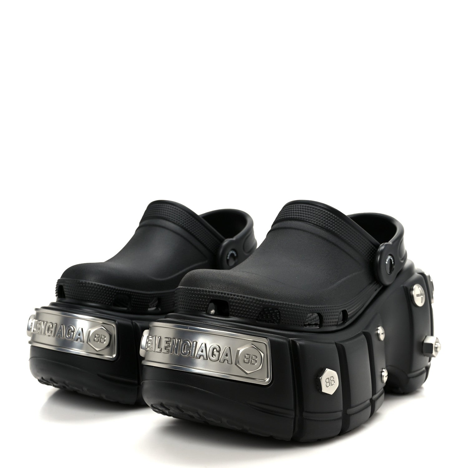 Balenciaga X CROCS Rubber Hardcroc Platform Sandals 36 Black 4 of 10