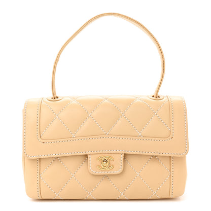 Chanel Calfskin Quilted Wild Stitch Top Handle Flap Beige 1 of 16