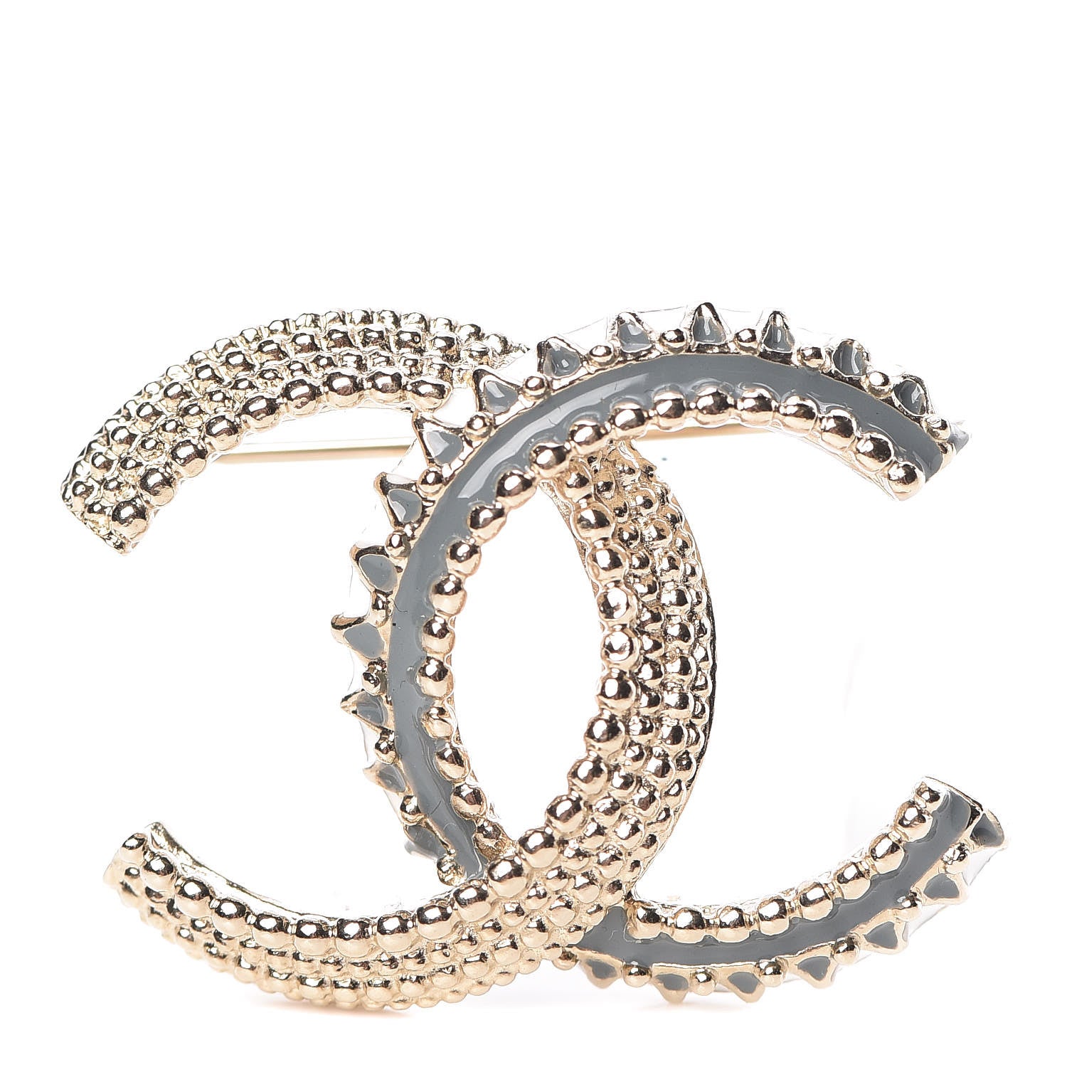 Chanel Enamel CC Brooch Gold Pearly White 1 of 5