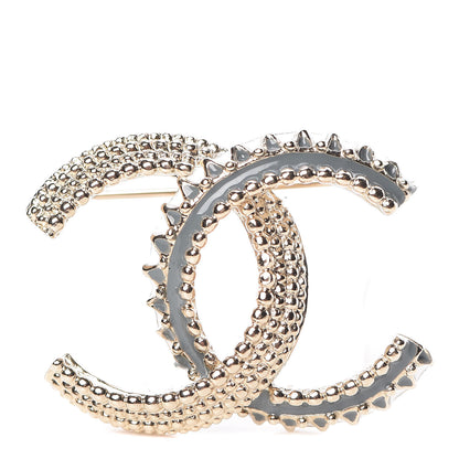Chanel Enamel CC Brooch Gold Pearly White 1 of 5
