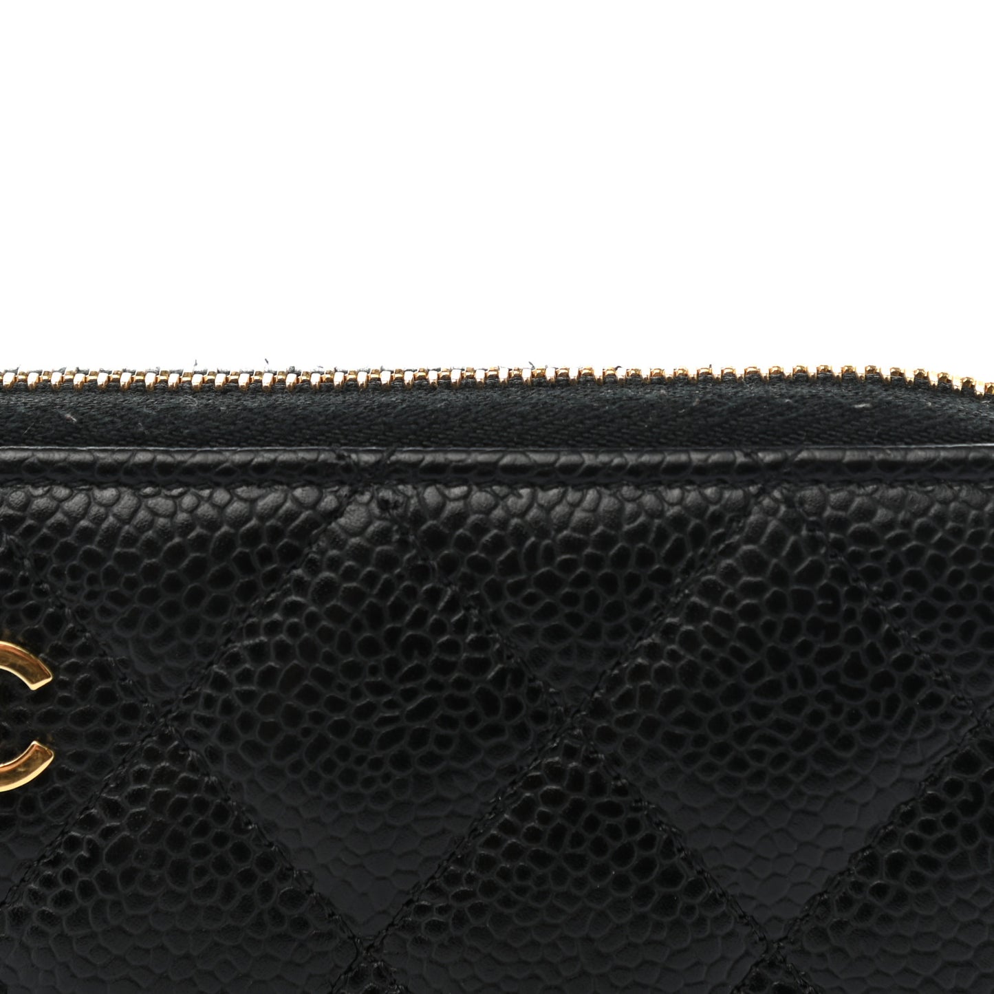 Caviar Quilted Large Gusset Zip Around Wallet Black