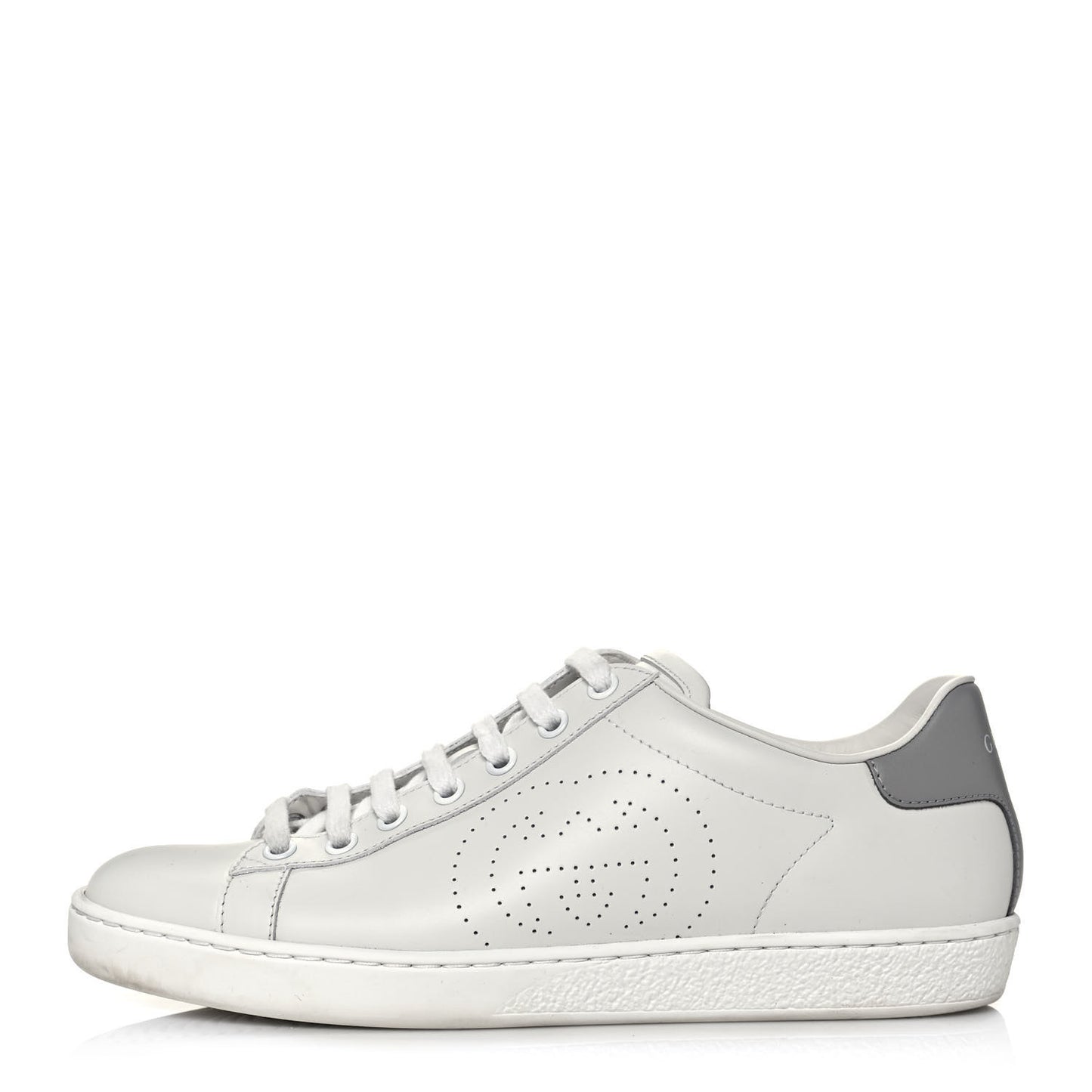Calfskin Interlocking G Perforated Womens Ace Sneakers 38 White Grey Sky