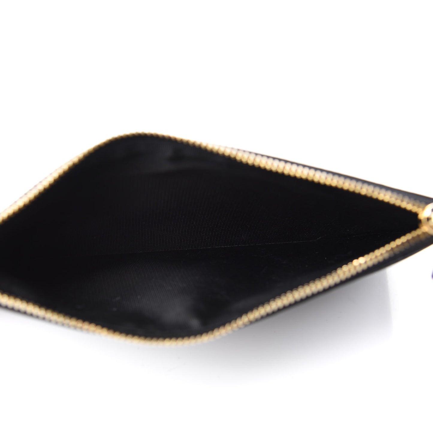Calfskin GV3 Wristlet Zip Card Holder Black Grey