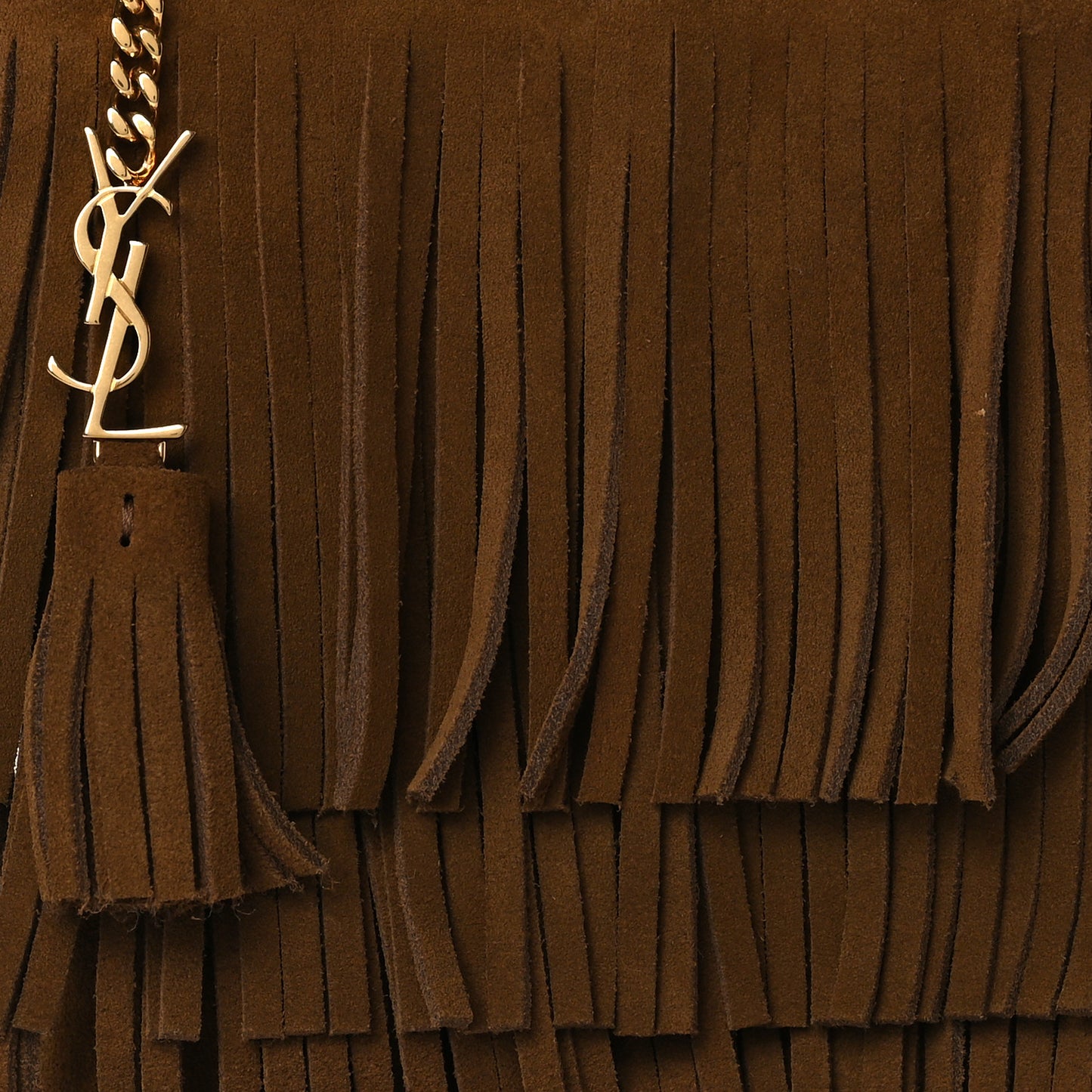 Suede Fringe Medium Clutch Light Ocre