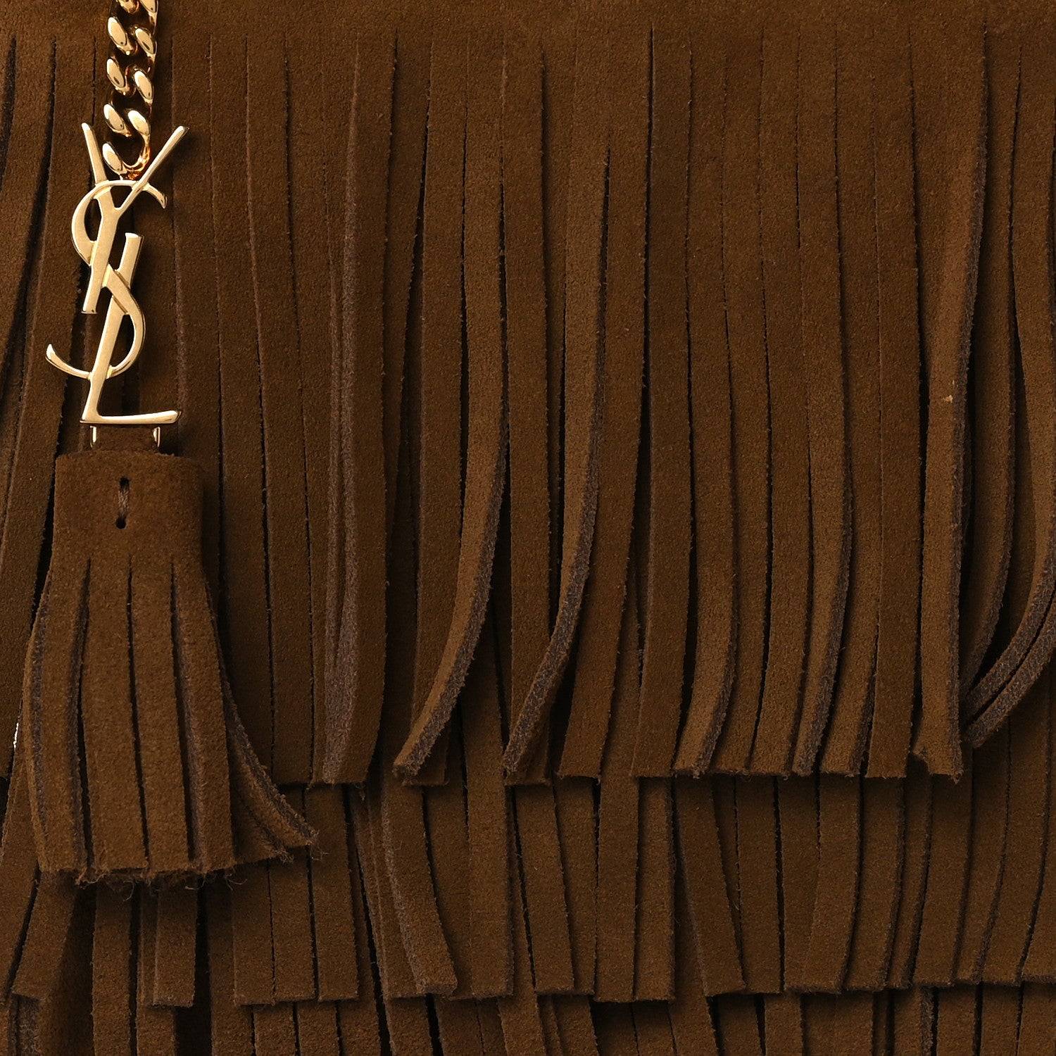 Saint Laurent Suede Fringe Medium Clutch Light Ocre 7 of 10