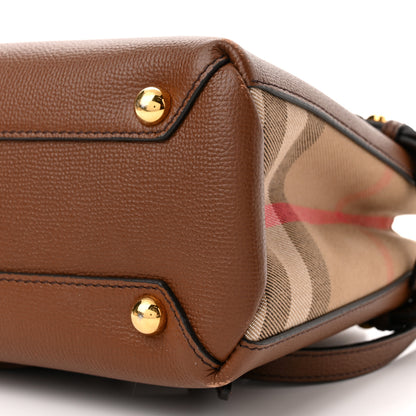 Burberry Grainy Calfskin House Check Small Banner Tote Dark Tan 10 of 10
