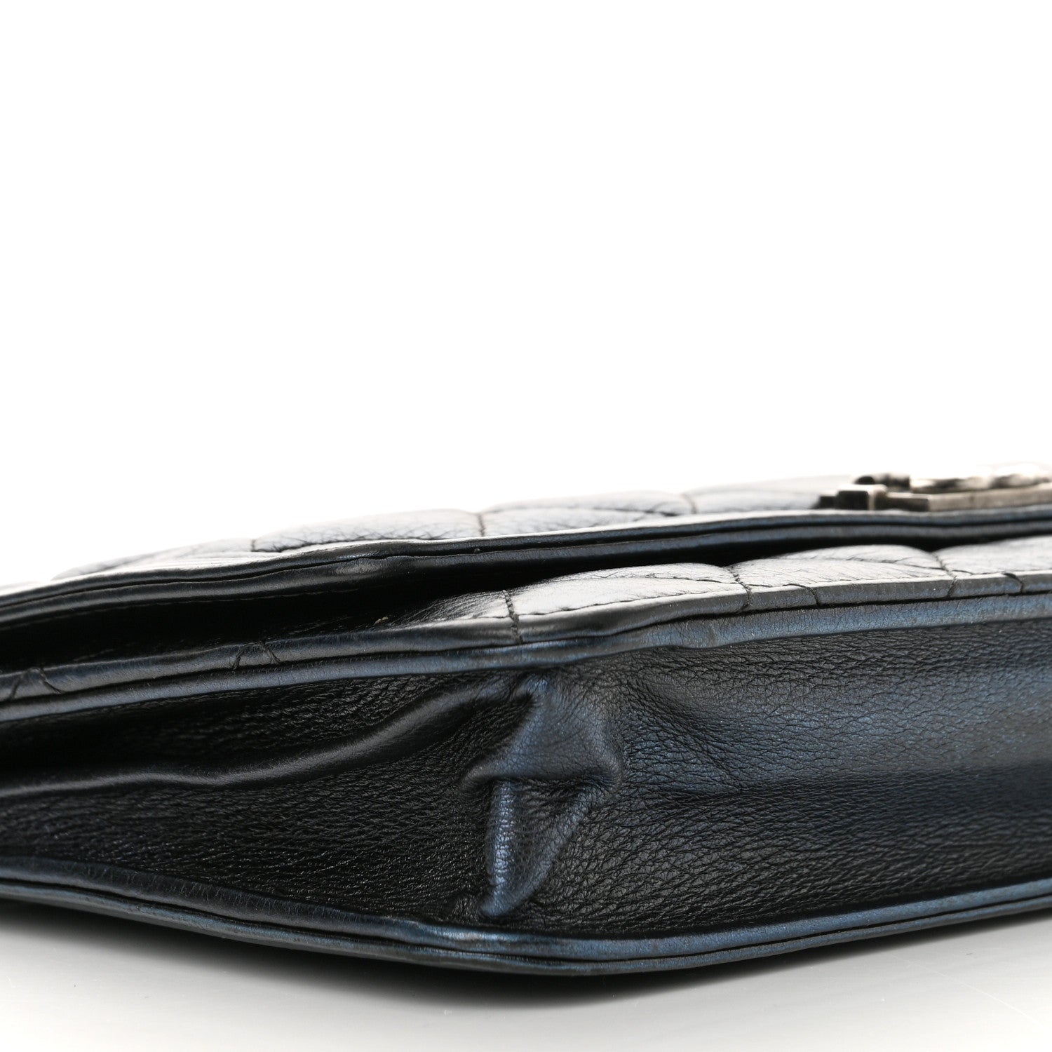 Chanel Metallic Calfskin Quilted Boy Wallet On Chain WOC Navy Blue 10 of 16