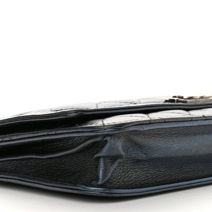 Chanel Metallic Calfskin Quilted Boy Wallet On Chain WOC Navy Blue 10 of 16