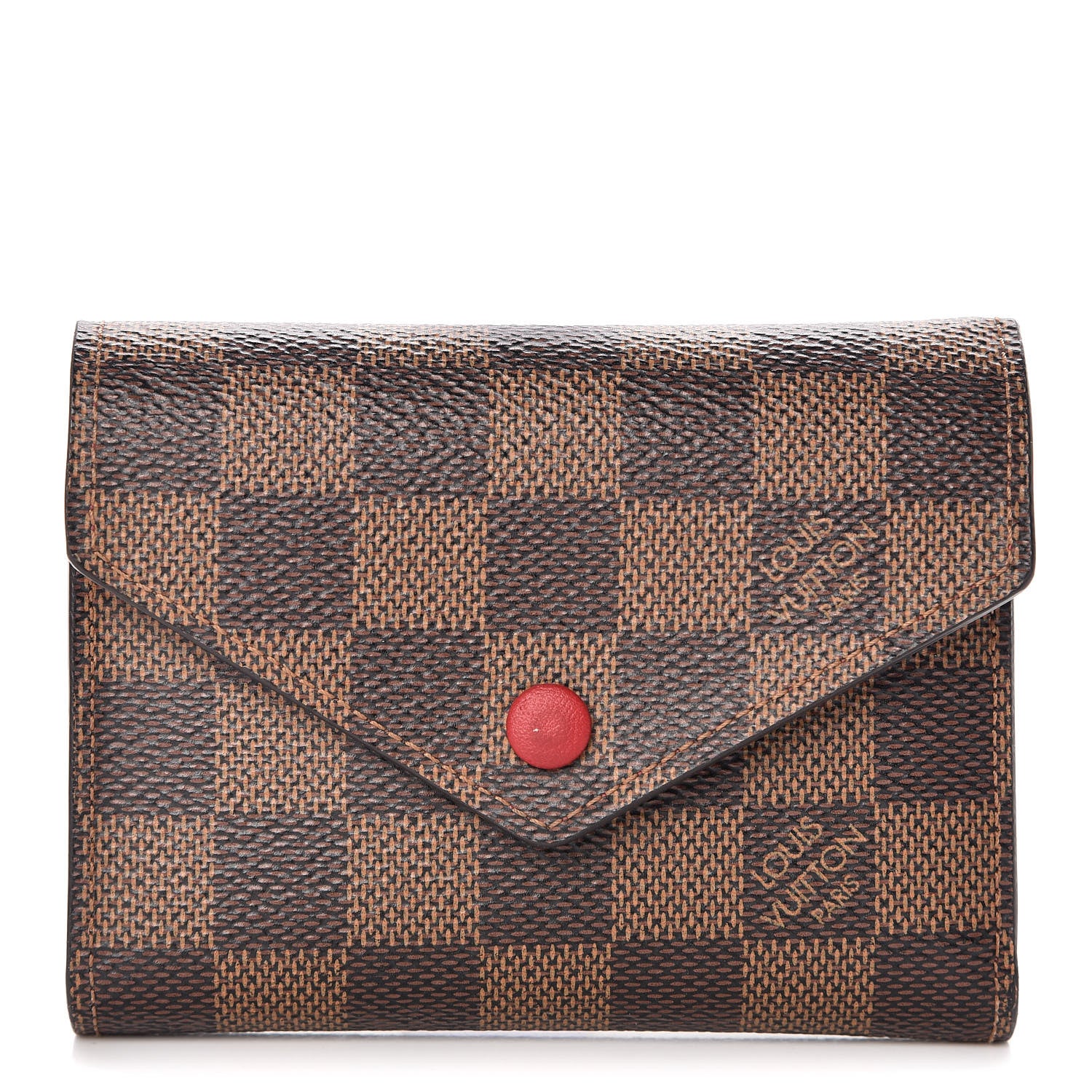Louis Vuitton Damier Ebene Victorine Wallet Red 1 of 8