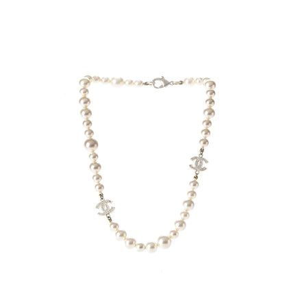 Chanel Crystal Pearl CC Short Necklace Gold 3 of 7