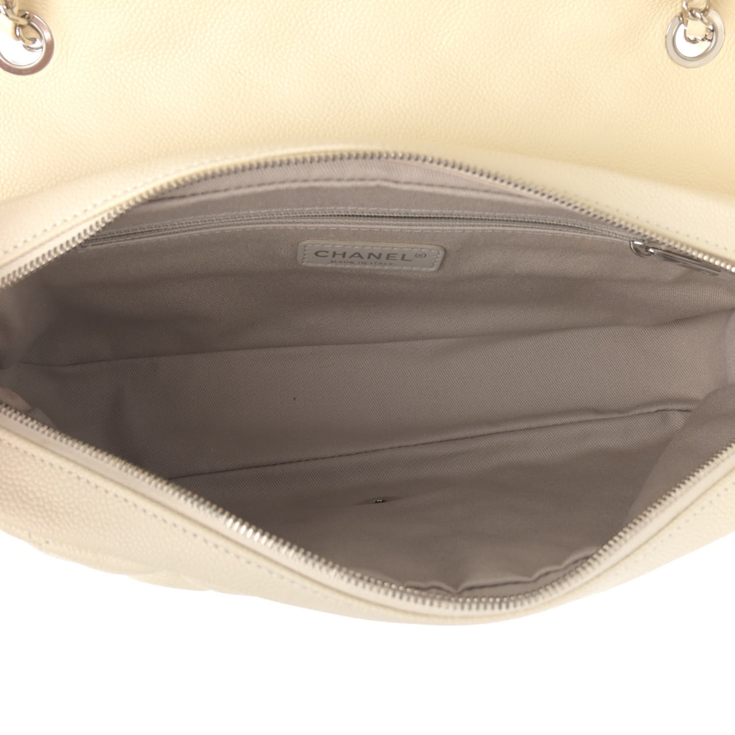 Caviar Quilted Jumbo Easy Flap Dark White