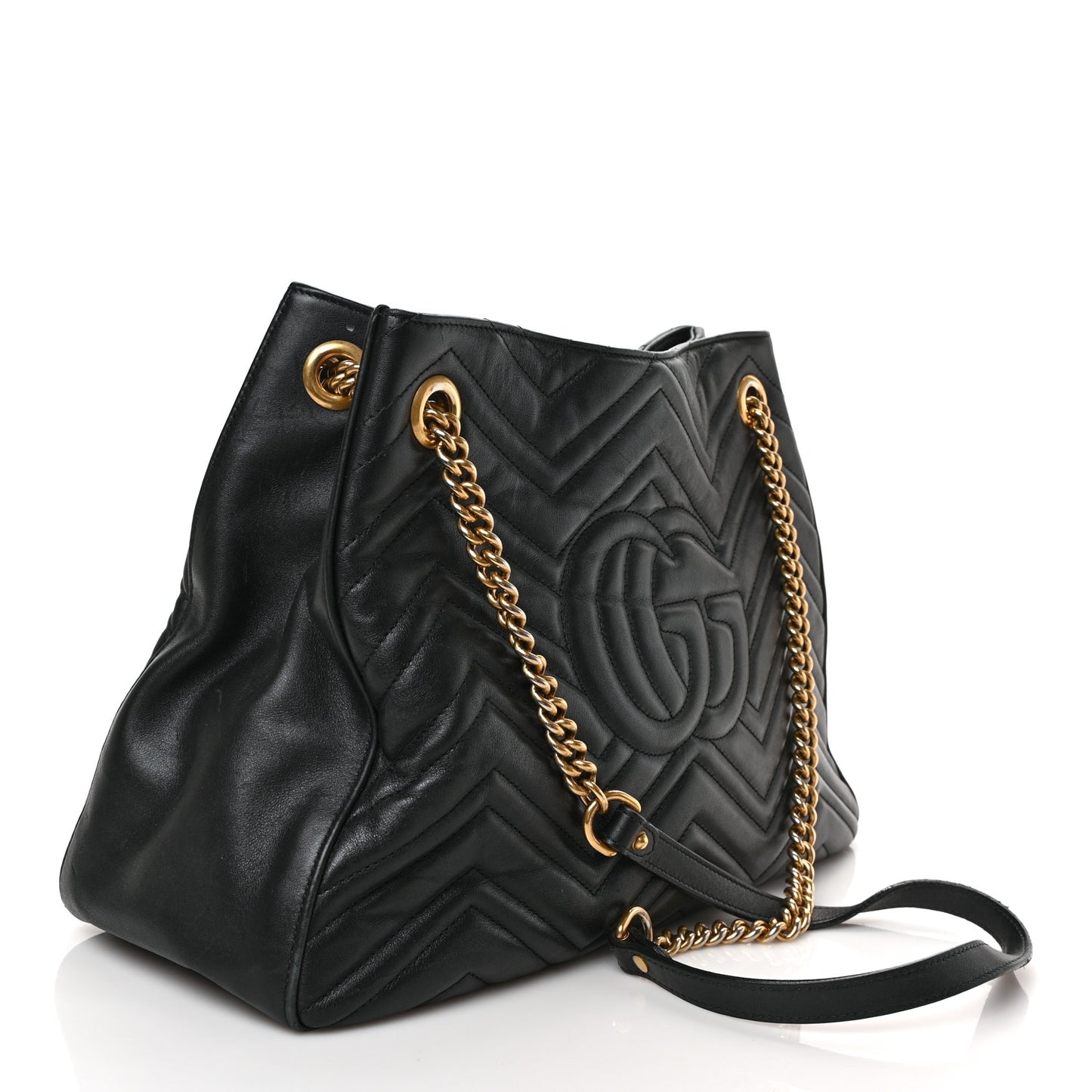 Calfskin Matelasse Medium GG Marmont Shoulder Tote Bag Black