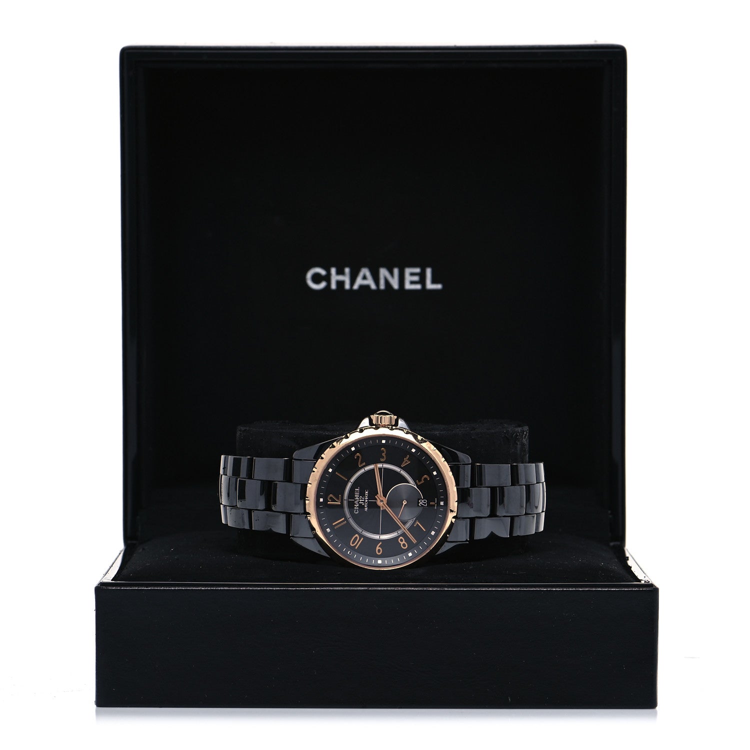 Chanel Stainless Steel 18K Yellow Gold Ceramic 38mm J12 Automatic Watch Black 5 of 5