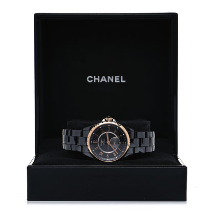 Chanel Stainless Steel 18K Yellow Gold Ceramic 38mm J12 Automatic Watch Black 5 of 5