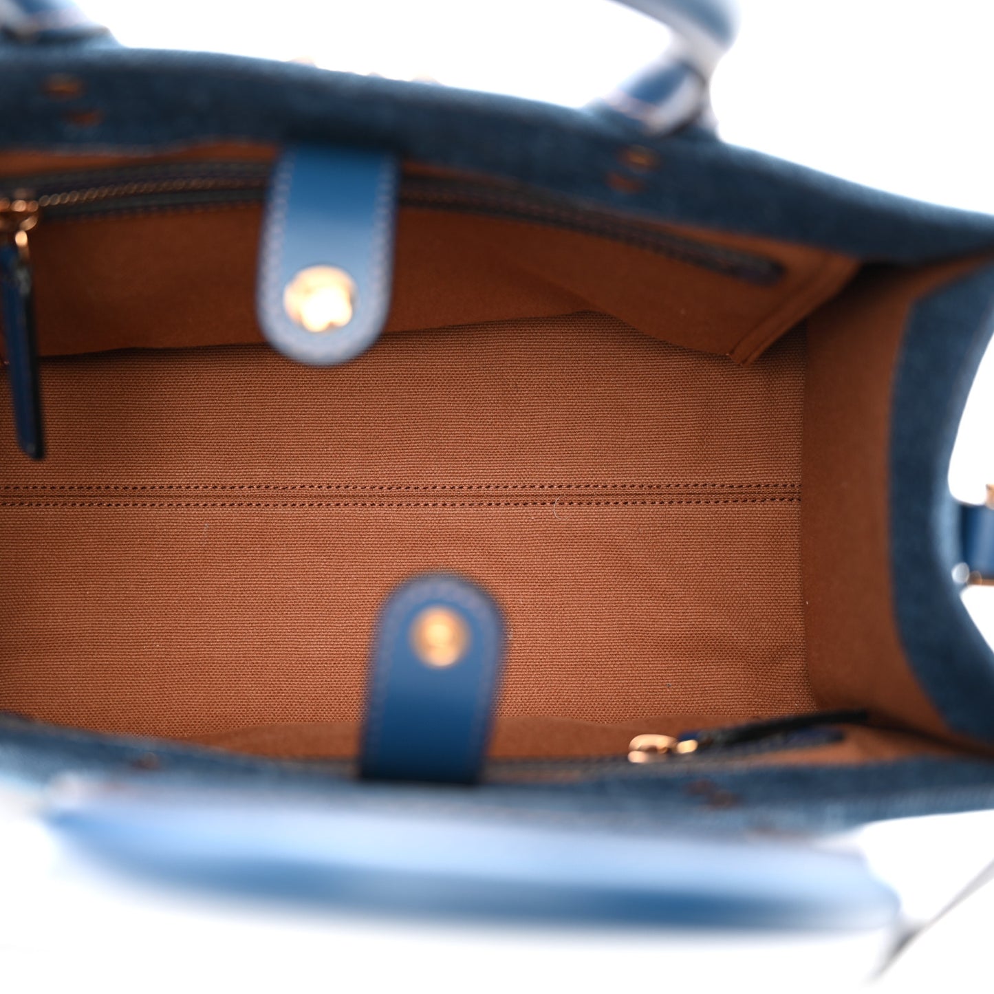 Denim Calfskin La Medusa Small Tote Bag Blue