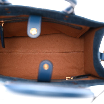 Versace Denim Calfskin La Medusa Small Tote Bag Blue 5 of 10