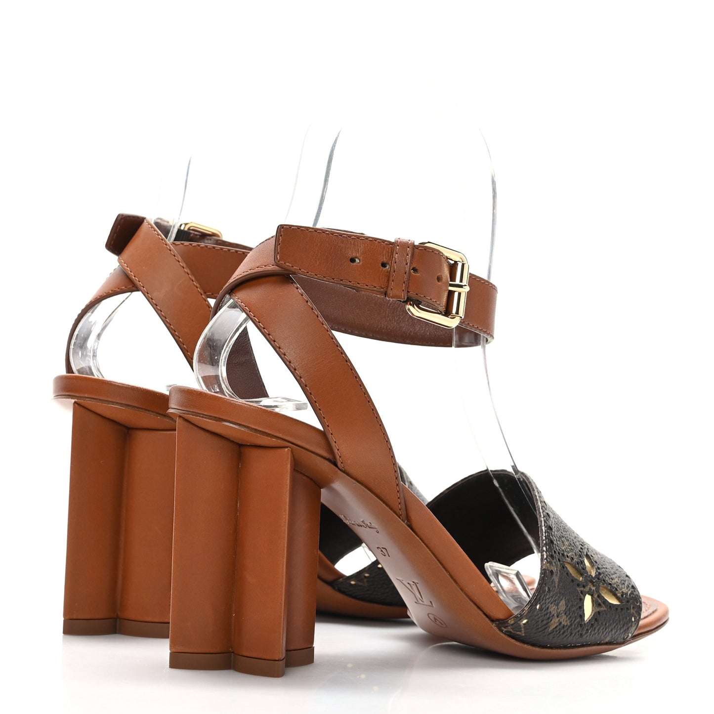 Calfskin Perforated Monogram Silhouette Sandals 37 Gold