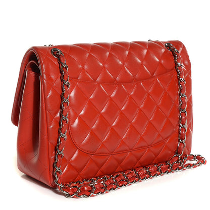 Chanel Lambskin Quilted Jumbo Double Flap Red 3 of 9