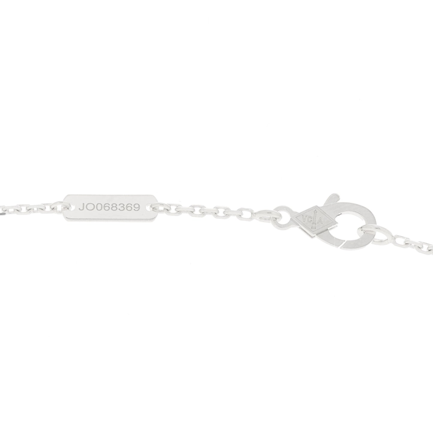18K White Gold Guilloche Vintage Alhambra Pendant Necklace
