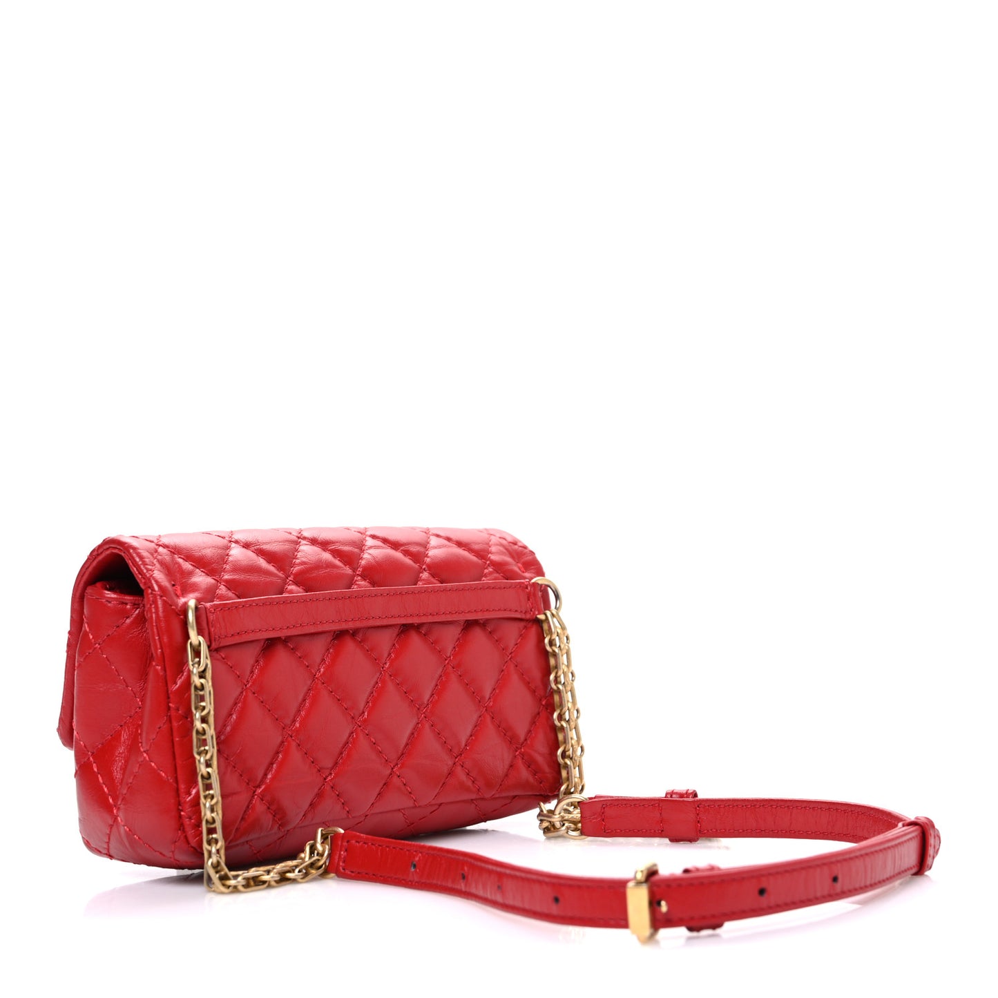 Aged Calfskin Quilted 2.55 Reissue Flap Belt Bag Red