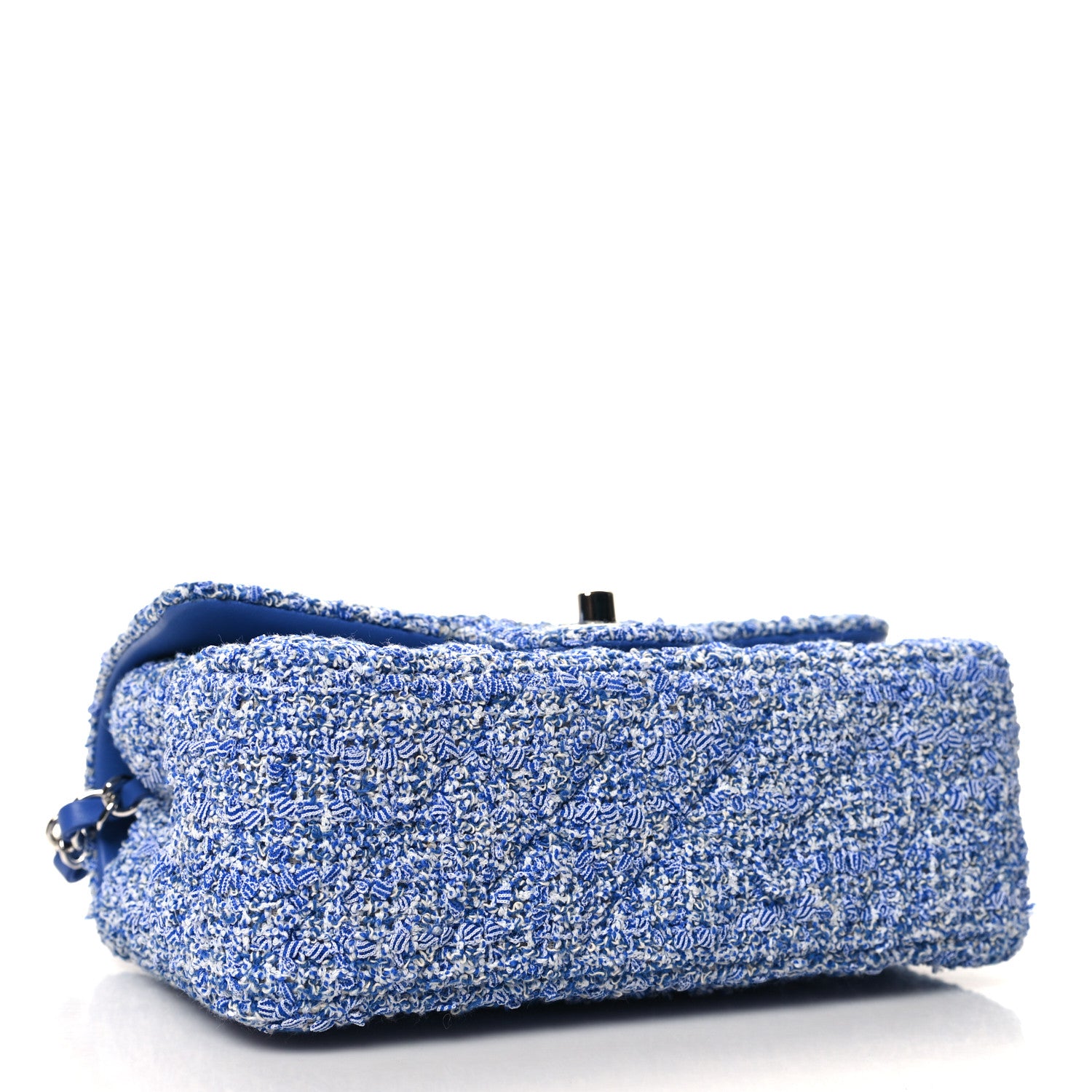Chanel Tweed Quilted Mini Rectangular Flap Blue White 4 of 12