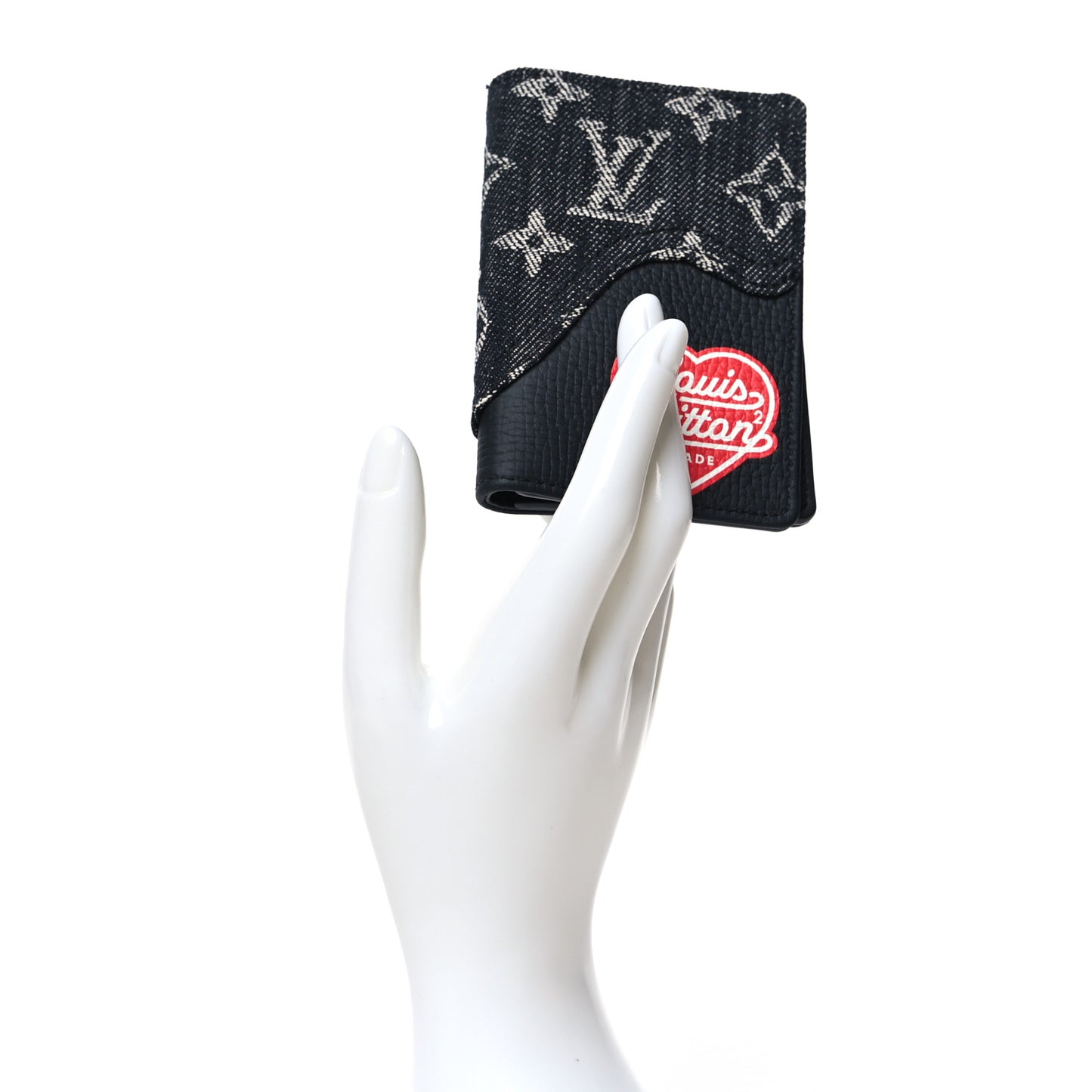 X NIGO Taurillon Monogram Denim Drip Pocket Organizer Black
