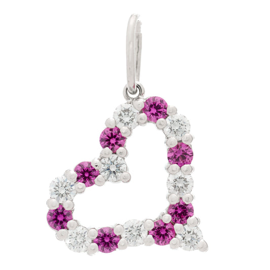 Platinum Diamond Pink Sapphire Mini Heart Charm