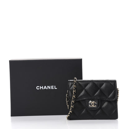 Chanel Caviar Quilted Flap Card Holder On Chain Black 12 of 12