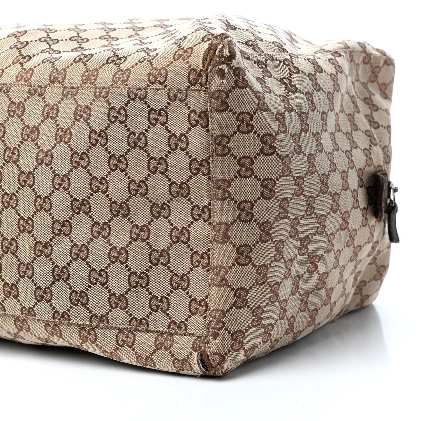 GG Monogram Web Large Collapsible Carry On Duffle Beige Brown