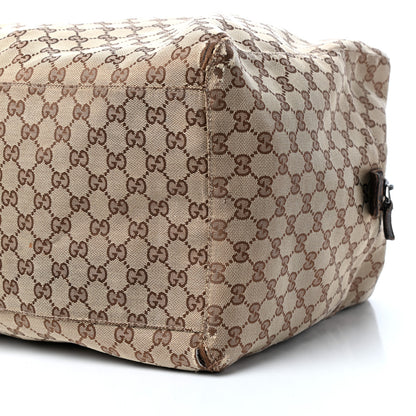 Gucci GG Monogram Web Large Collapsible Carry On Duffle Beige Brown 9 of 10