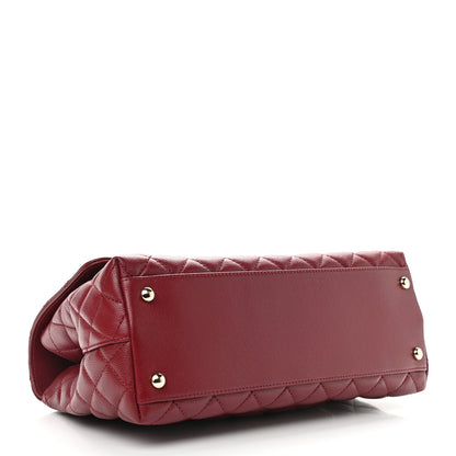 Chanel Caviar Lizard Embossed Quilted Small Coco Handle Flap Burgundy 3 of 8