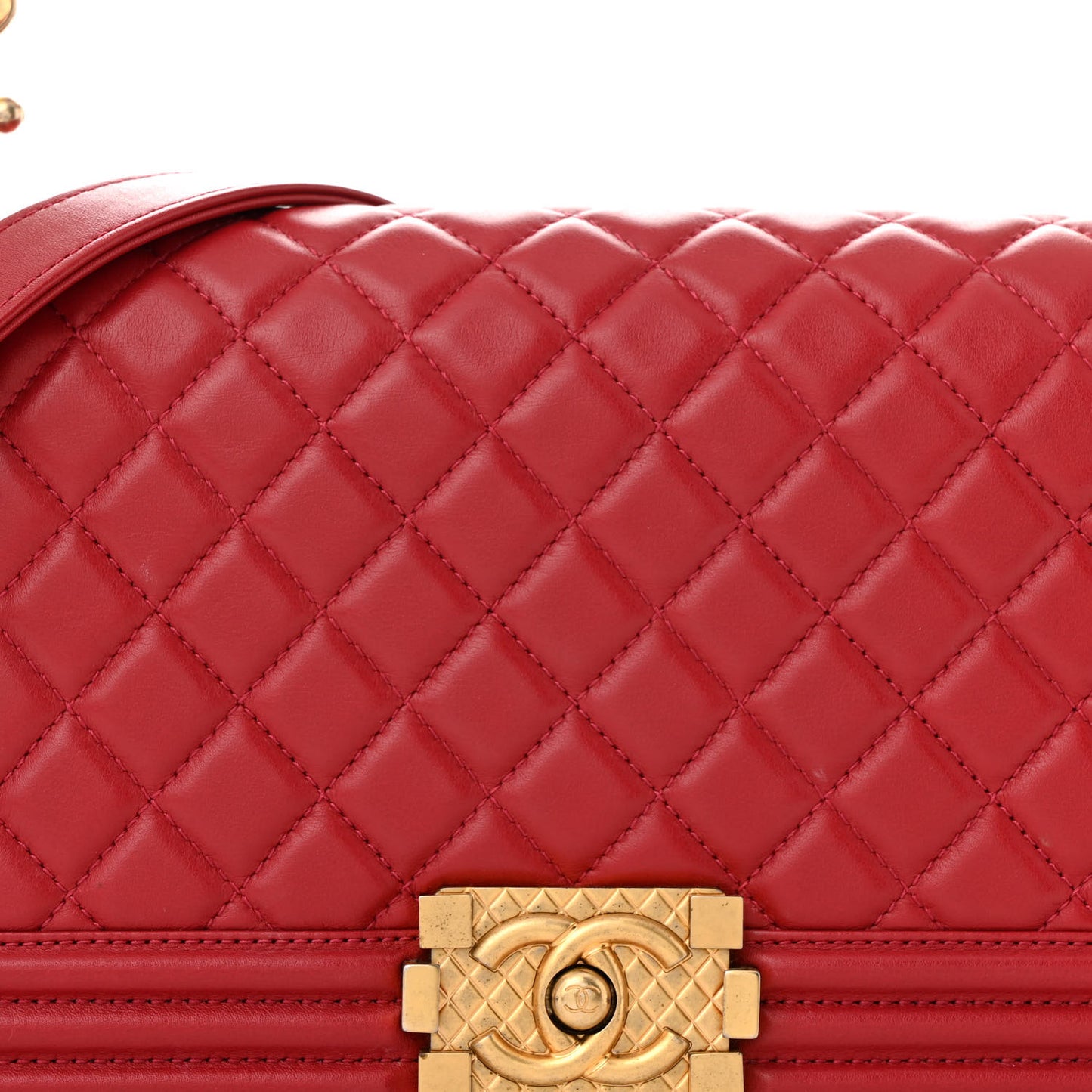 Calfskin Medium Boy Logo Top Handle Flap Red