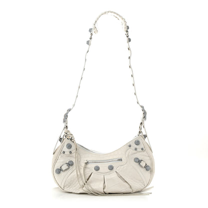 Balenciaga Extra Supple Calfskin Crocodile Embossed Small Le Cagole Shoulder Bag White 1 of 18
