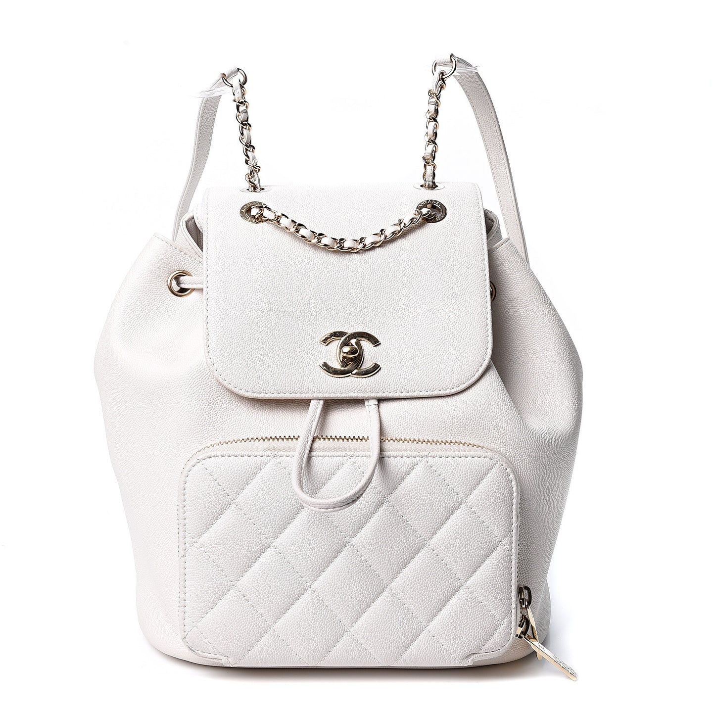 Caviar Quilted Business Affinity Backpack White