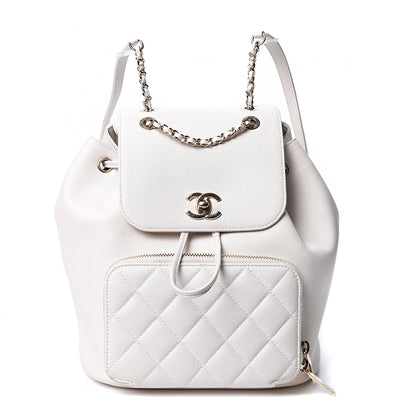 Chanel Caviar Quilted Business Affinity Backpack White 1 of 9