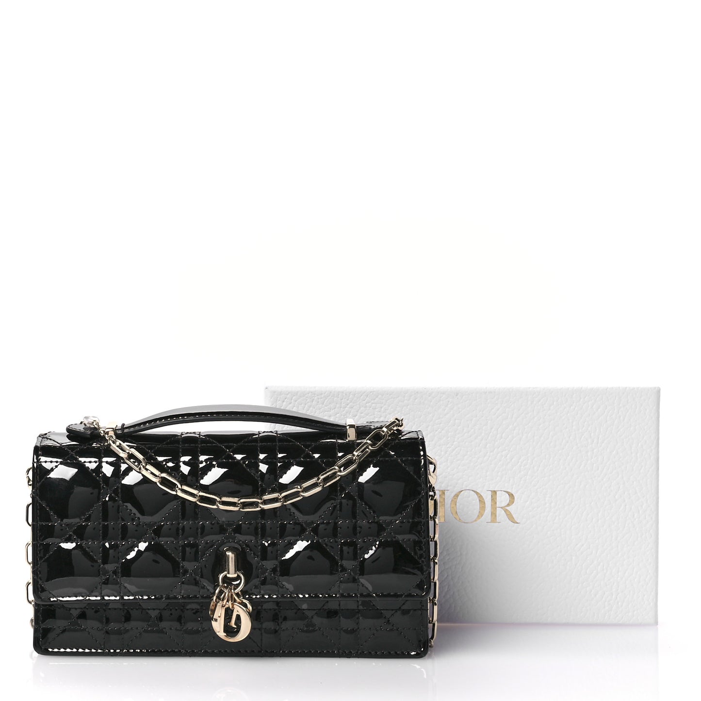 Patent Cannage Mini My Dior Bag Black