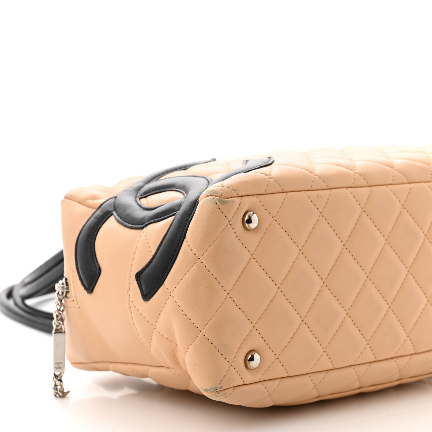 Calfskin Quilted Large Cambon Bowler Beige Black