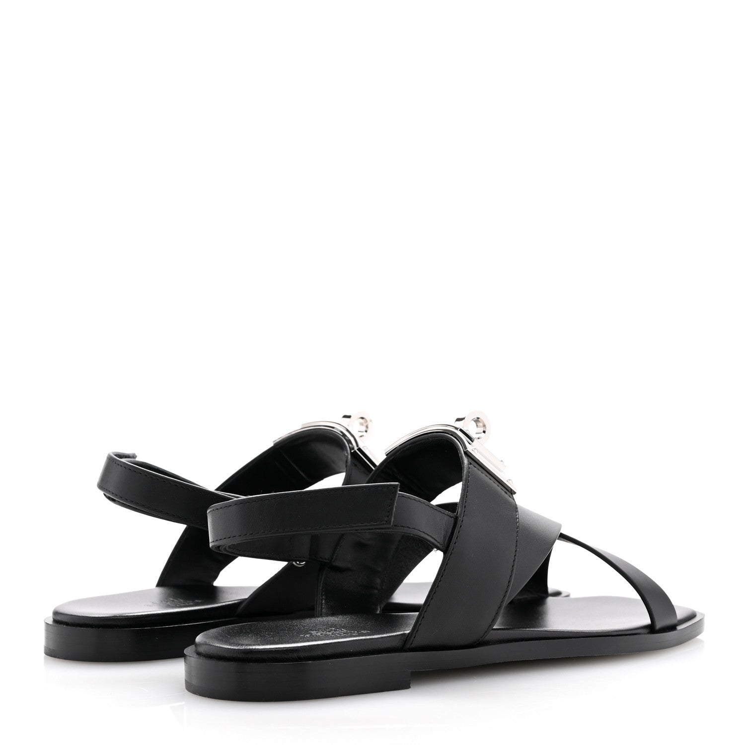Hermes Calfskin Womens Ines Sandals 38 Black 5 of 10