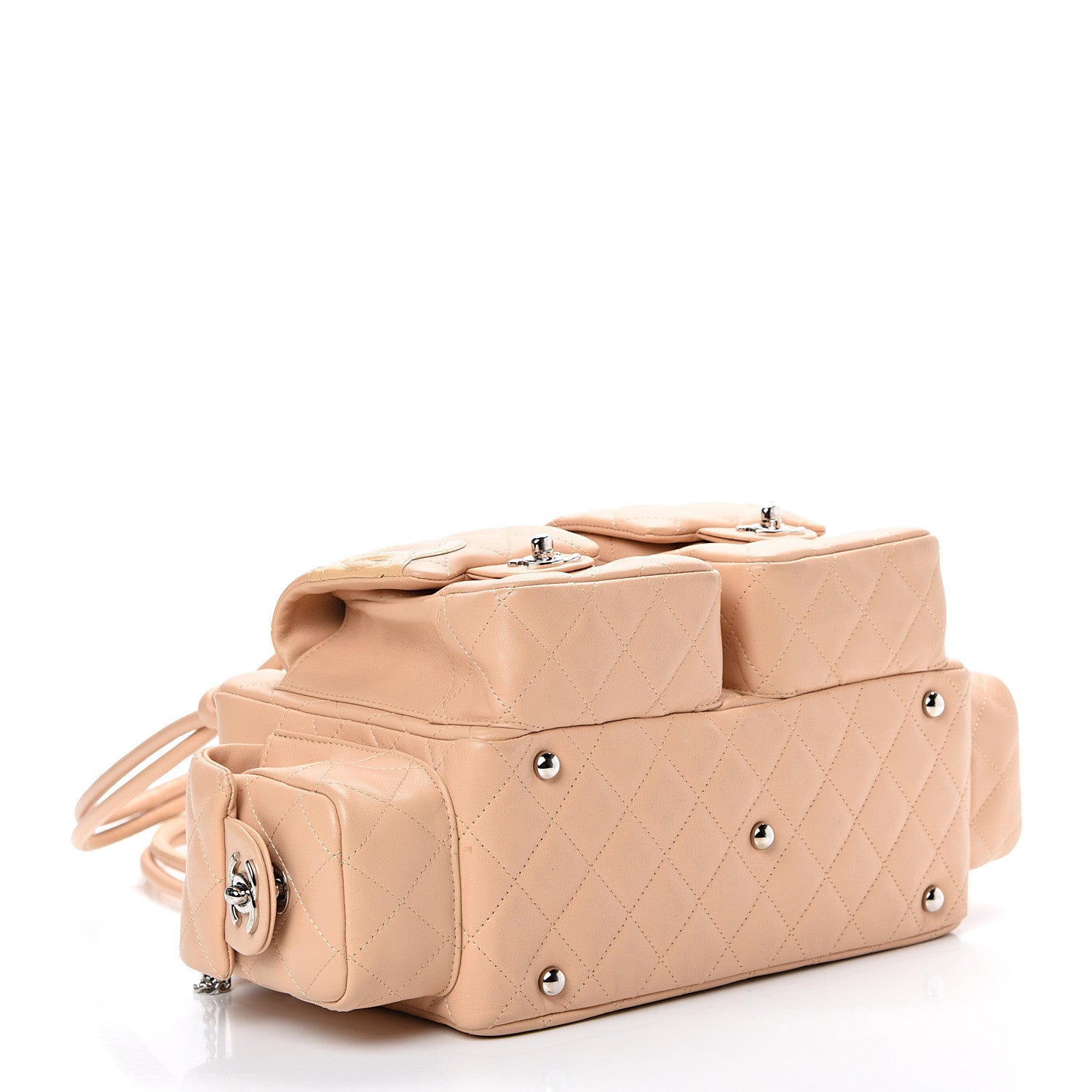 Chanel Calfskin Quilted Small Cambon Multipocket Reporter Beige 3 of 15