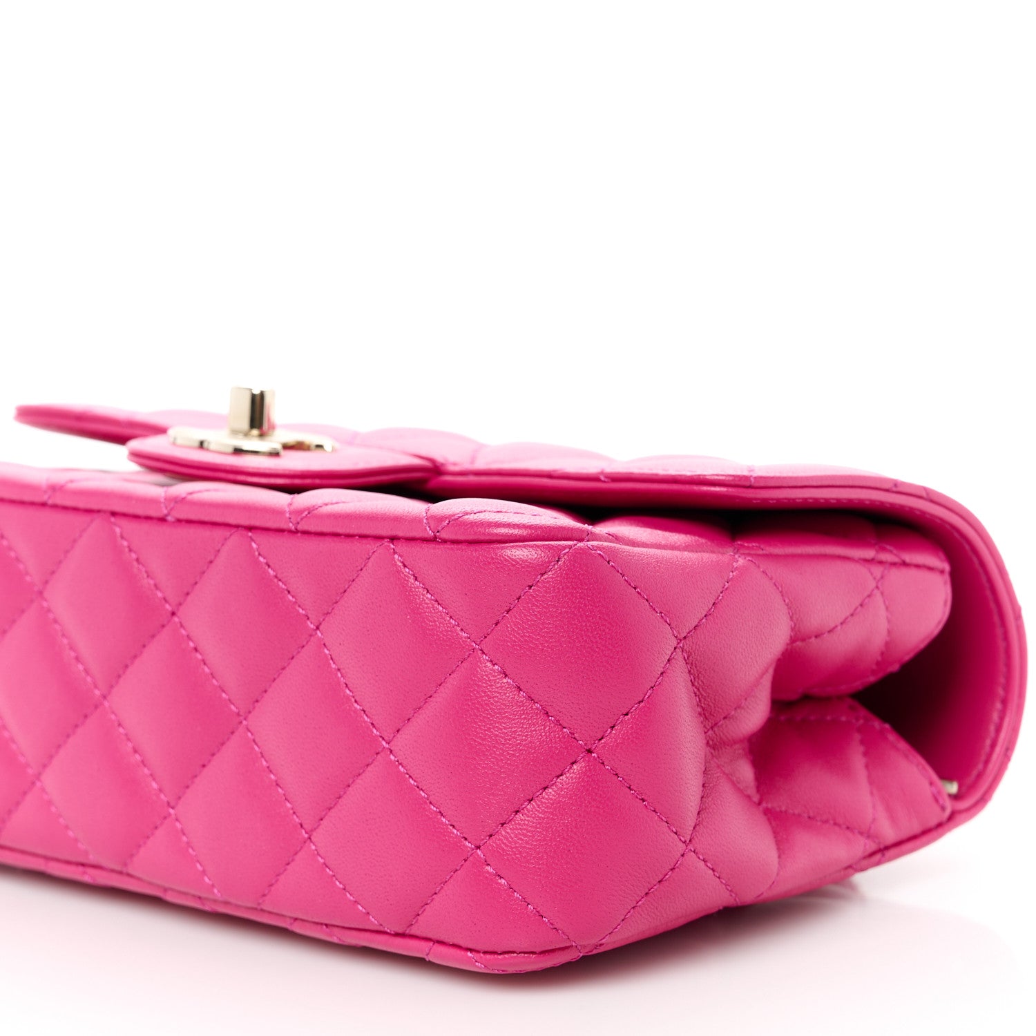 Chanel Lambskin Quilted Mini Crystal Top Handle Rectangular Flap Dark Pink 11 of 12