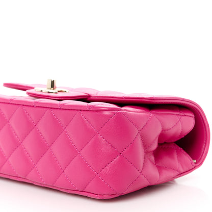 Chanel Lambskin Quilted Mini Crystal Top Handle Rectangular Flap Dark Pink 11 of 12